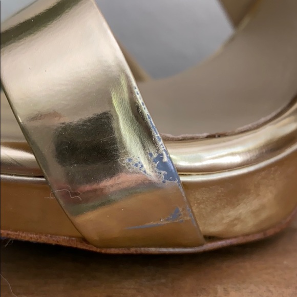 BCBG MaxAzria Strappy Gold heels- SOLD - Picture 4 of 8